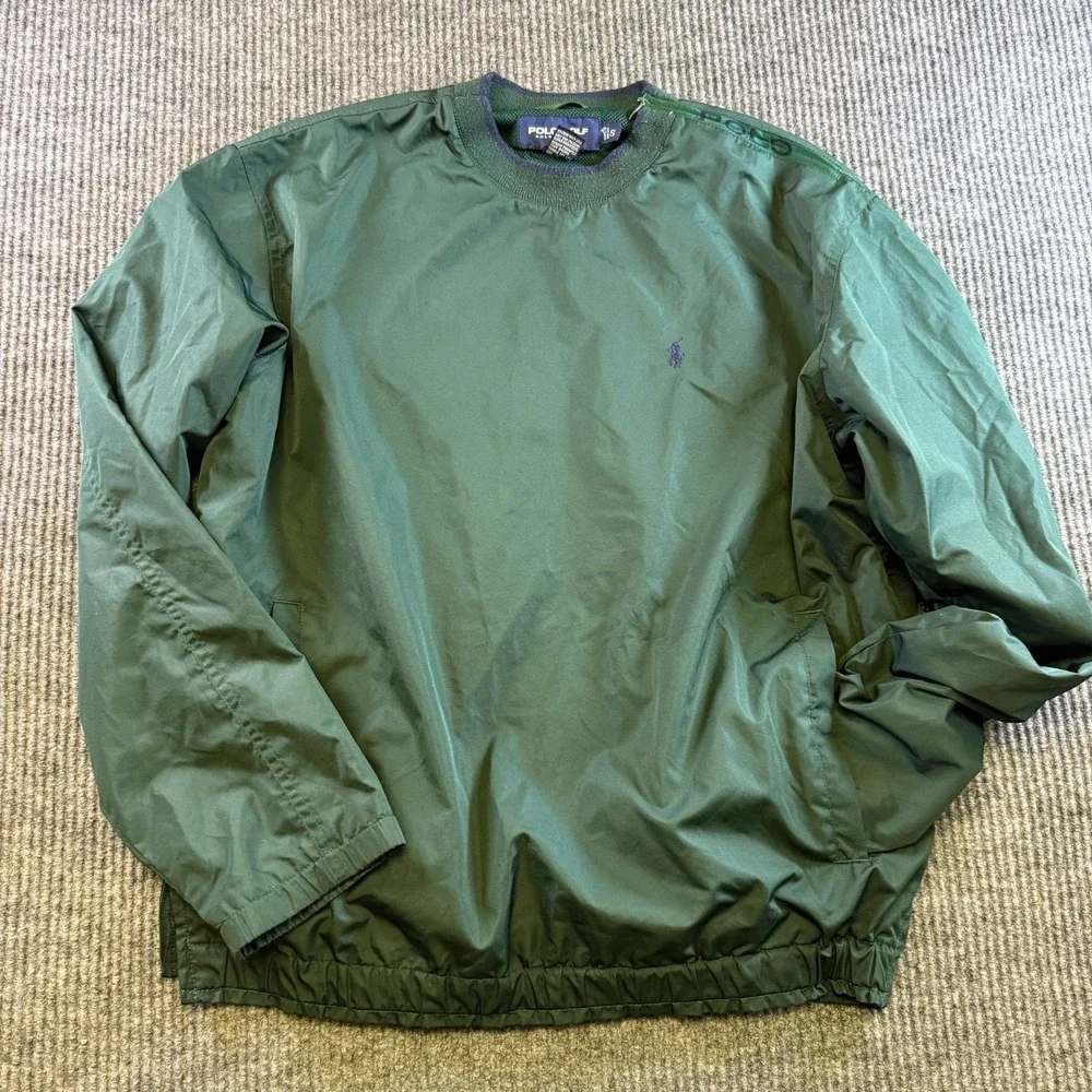 Polo Golf Ralph Lauren Mens Small‎ Green Windbreaker Pullover Mesh Lined